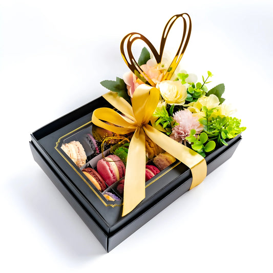 Assorted Macarons - Macaron & Flower Gift Box